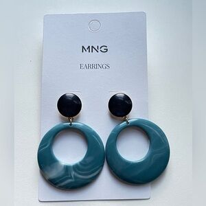 MNG Blue and Black Statement Earrings